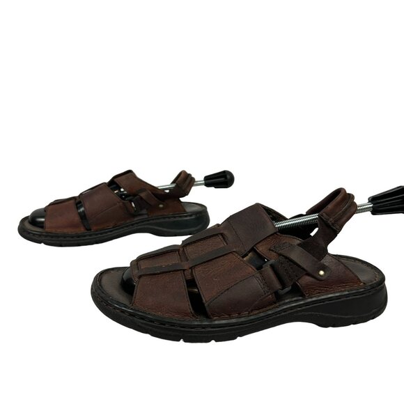Nunn Bush Mens Fisherman Style Leather Sandals Size 10M Brown With Black Soles - Picture 4 of 9